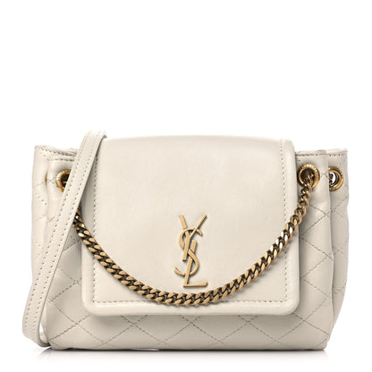 Saint Laurent Lambskin Quilted Monogram Mini Nolita Blanc Vintage 1 of 9