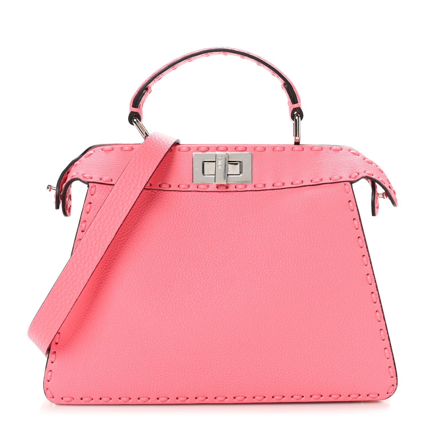 Fendi Cuoio Roma Sellerissima Nappa Sintetica Tape Stitch Small Peekaboo I SEE U Satchel Pink Dalia 1 of 10