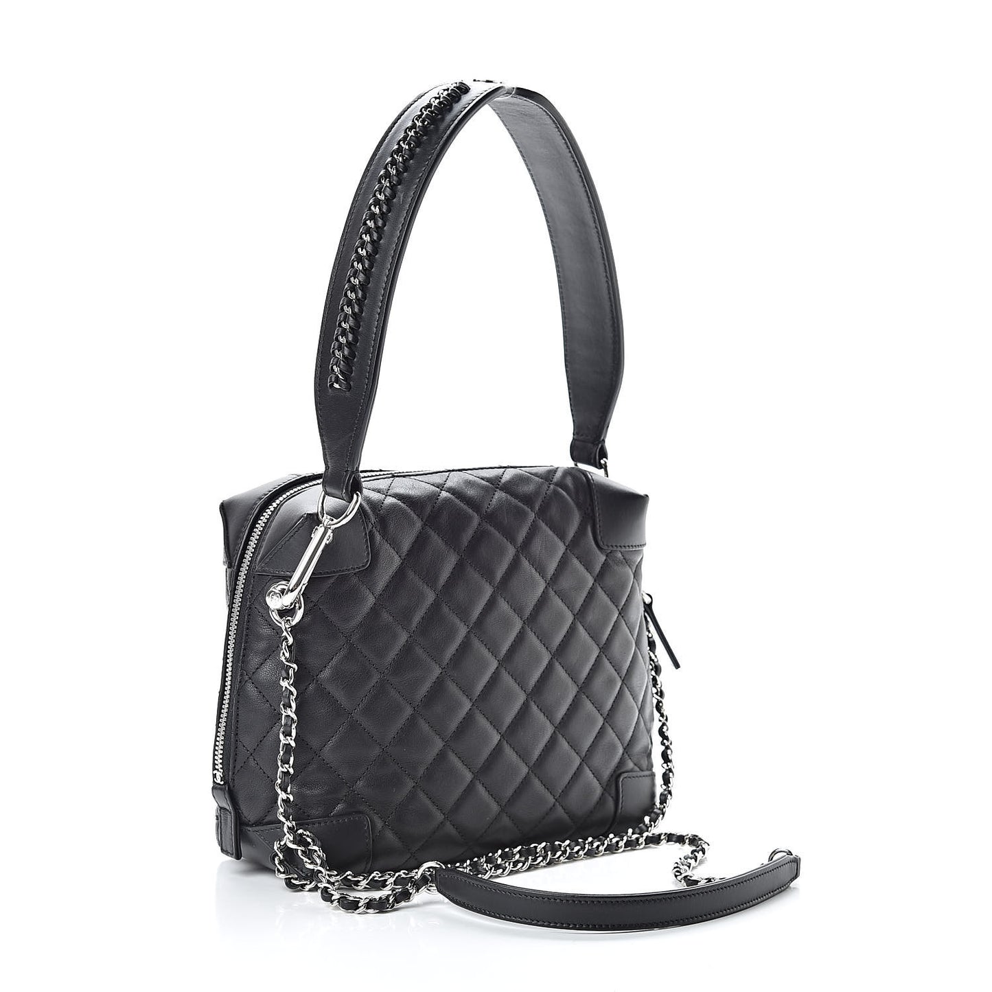 Lambskin Quilted Messenger Bag Black