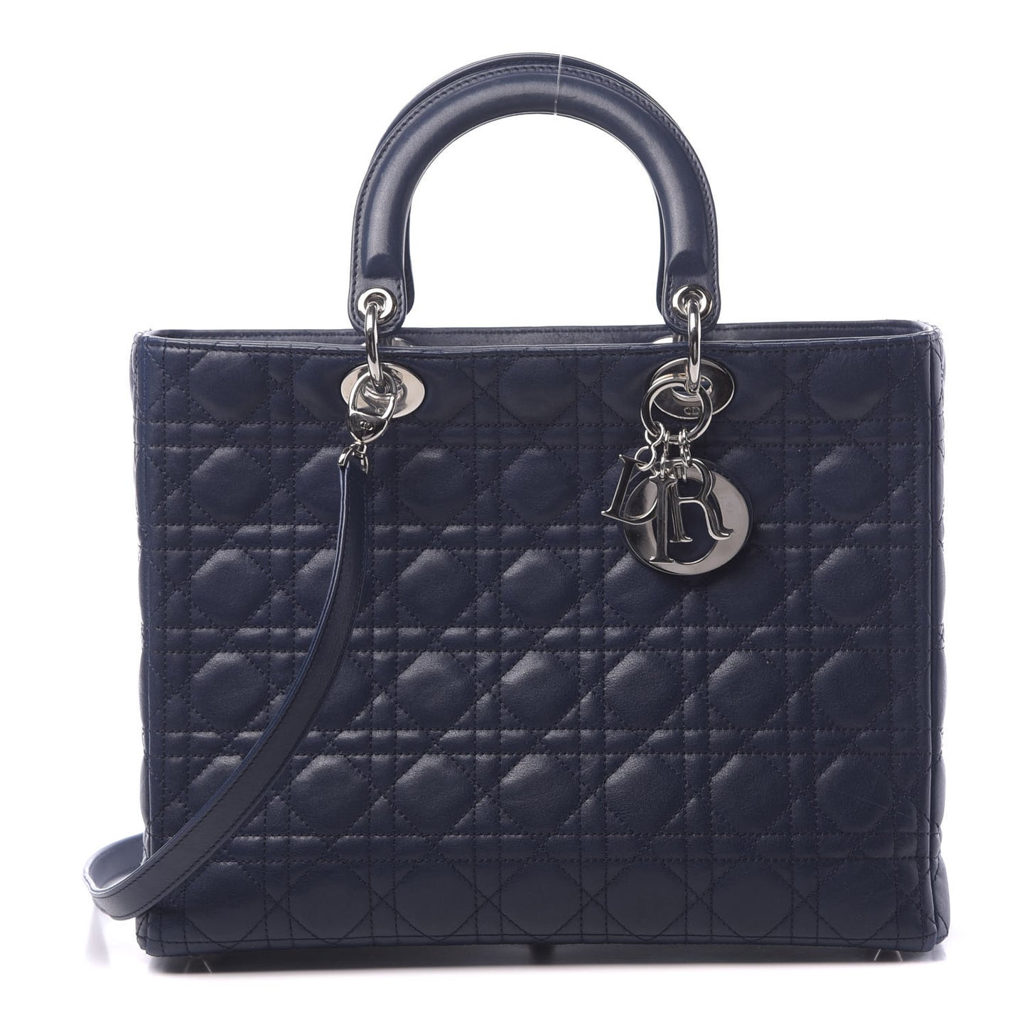 Lambskin Cannage Large Lady Dior Navy Blue