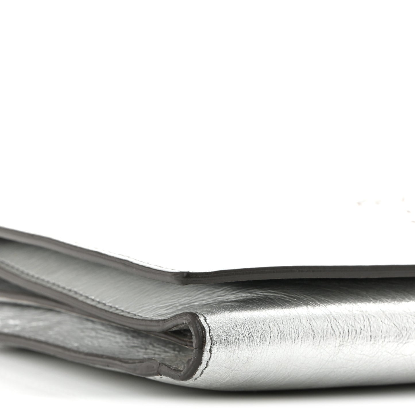 Metallic Crinkled Calfskin Belle de Jour Chain Clutch Silver