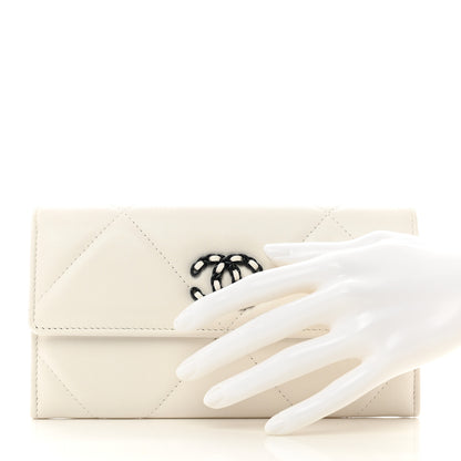 Chanel Lambskin Quilted Chanel 19 Flap Wallet White Black 2 of 9