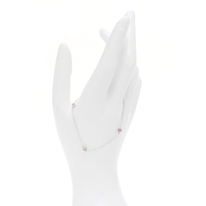 Tiffany Sterling Silver Pink Sapphire Elsa Peretti Color By The Yard 3 Station Bracelet 2 of 5