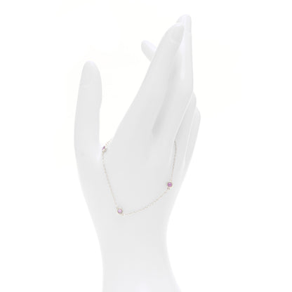 Tiffany Sterling Silver Pink Sapphire Elsa Peretti Color By The Yard 3 Station Bracelet 2 of 5