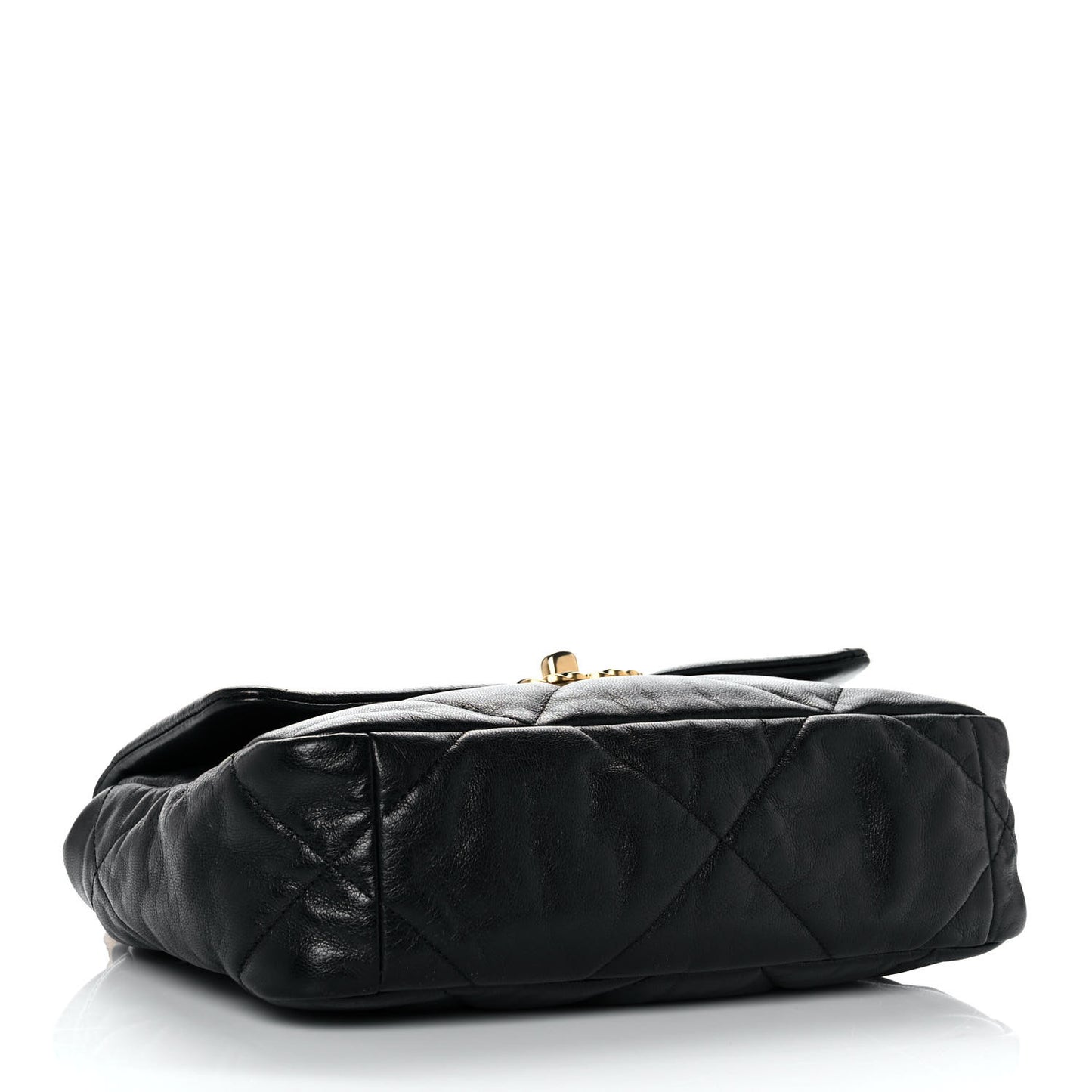 Shiny Goatskin Quilted Medium Chanel 19 Flap Black