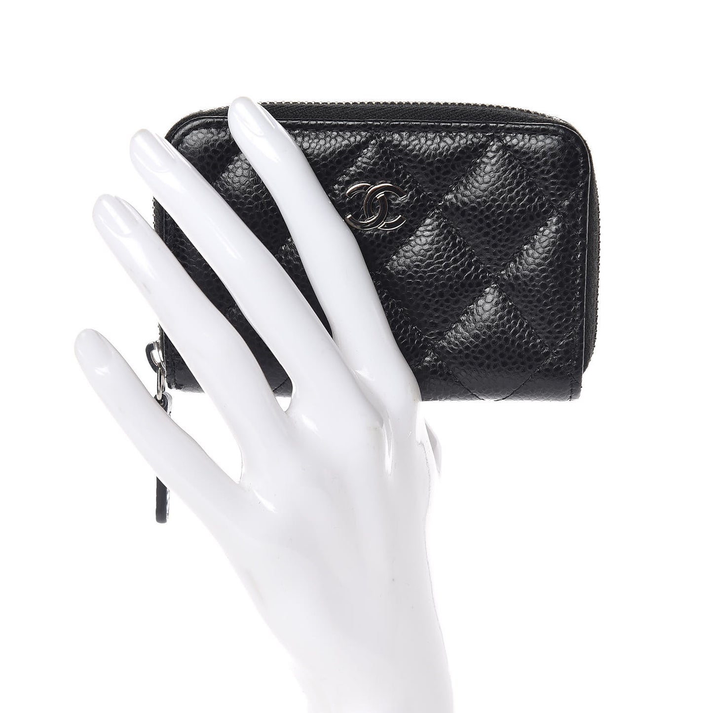 Caviar Quilted Zip Coin Purse Black