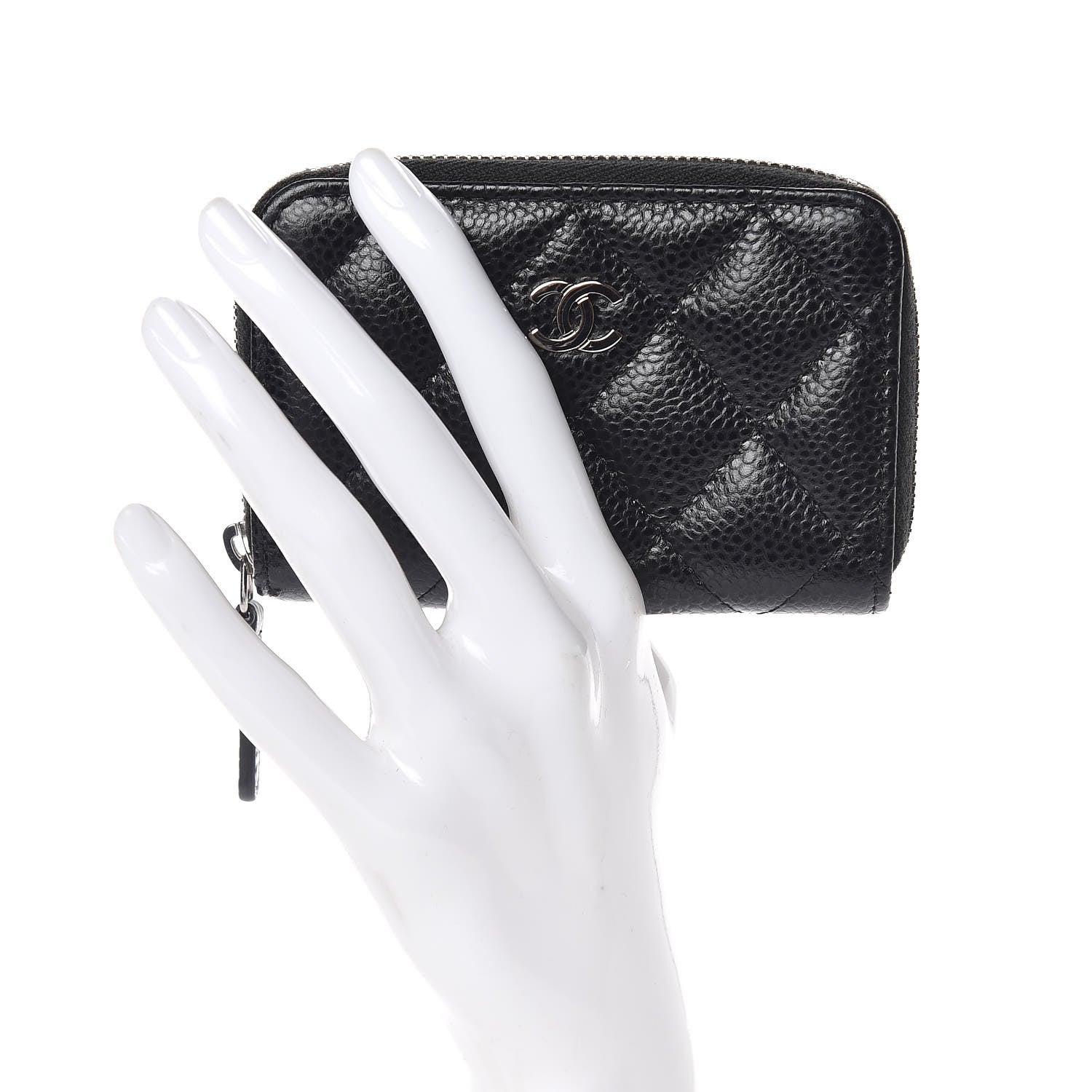 Chanel Caviar Quilted Zip Coin Purse Black 2 of 8