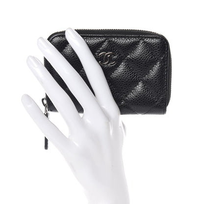 Chanel Caviar Quilted Zip Coin Purse Black 2 of 8