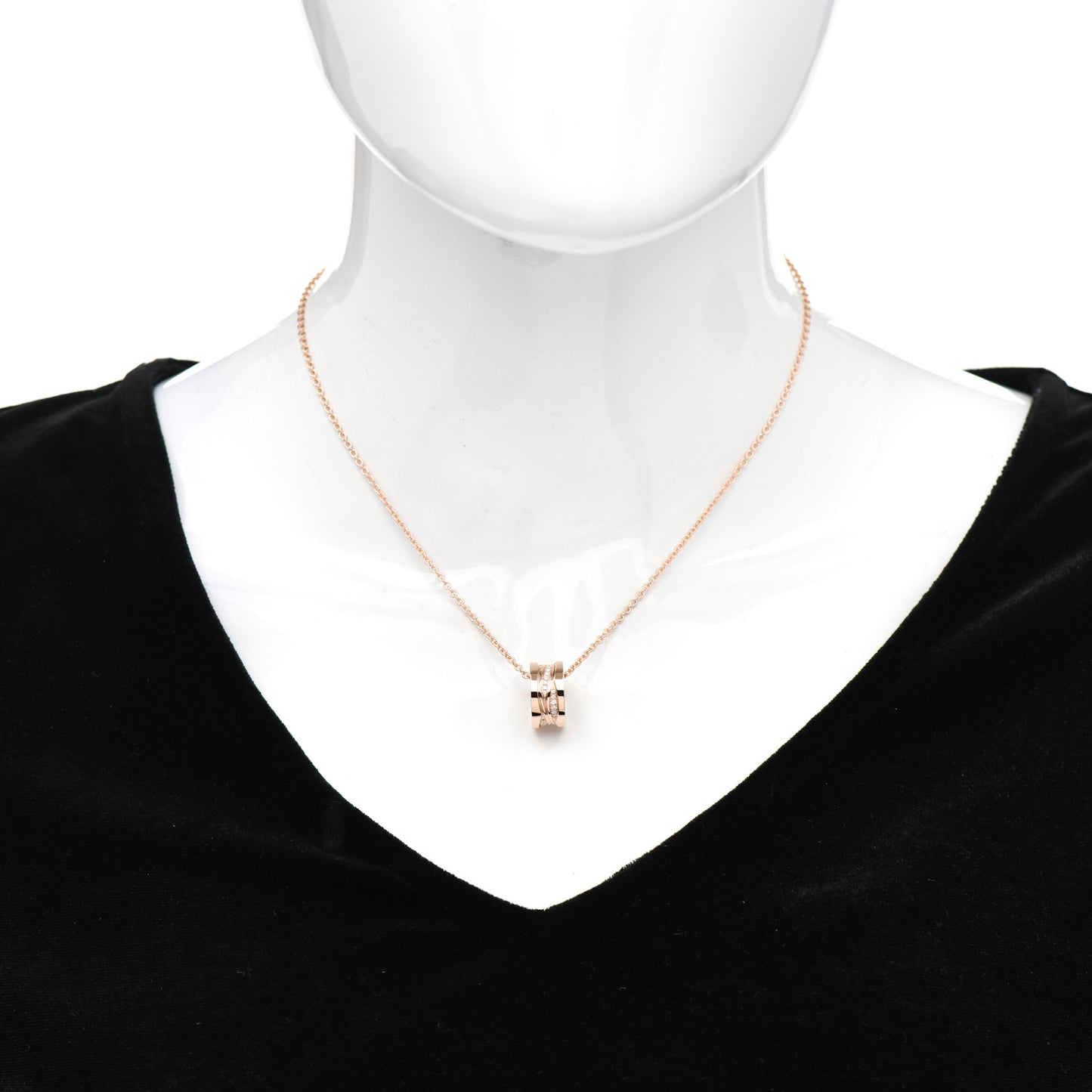 18K Rose Gold Diamond B.Zero1 Legend Pendant Necklace