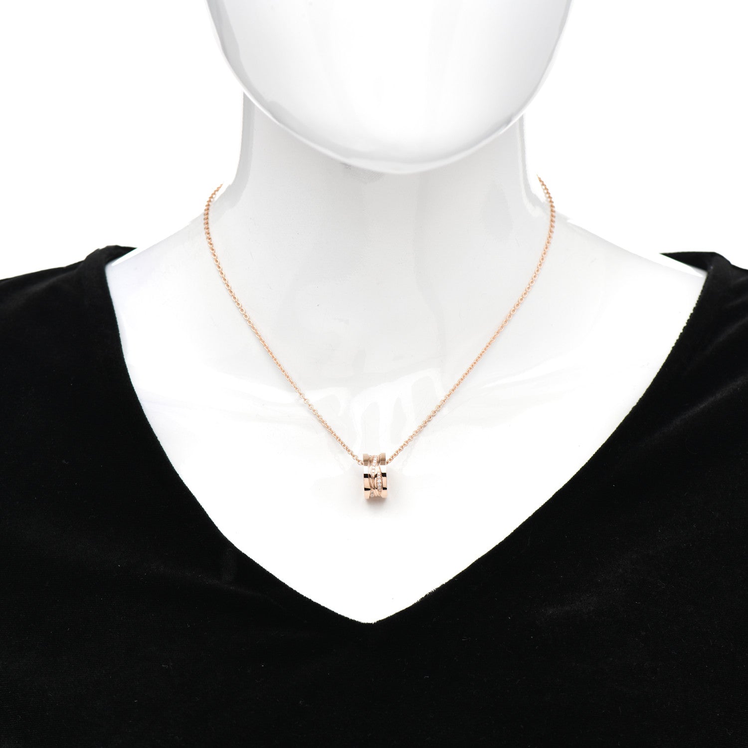 Bulgari 18K Rose Gold Diamond B.Zero1 Legend Pendant Necklace 2 of 5