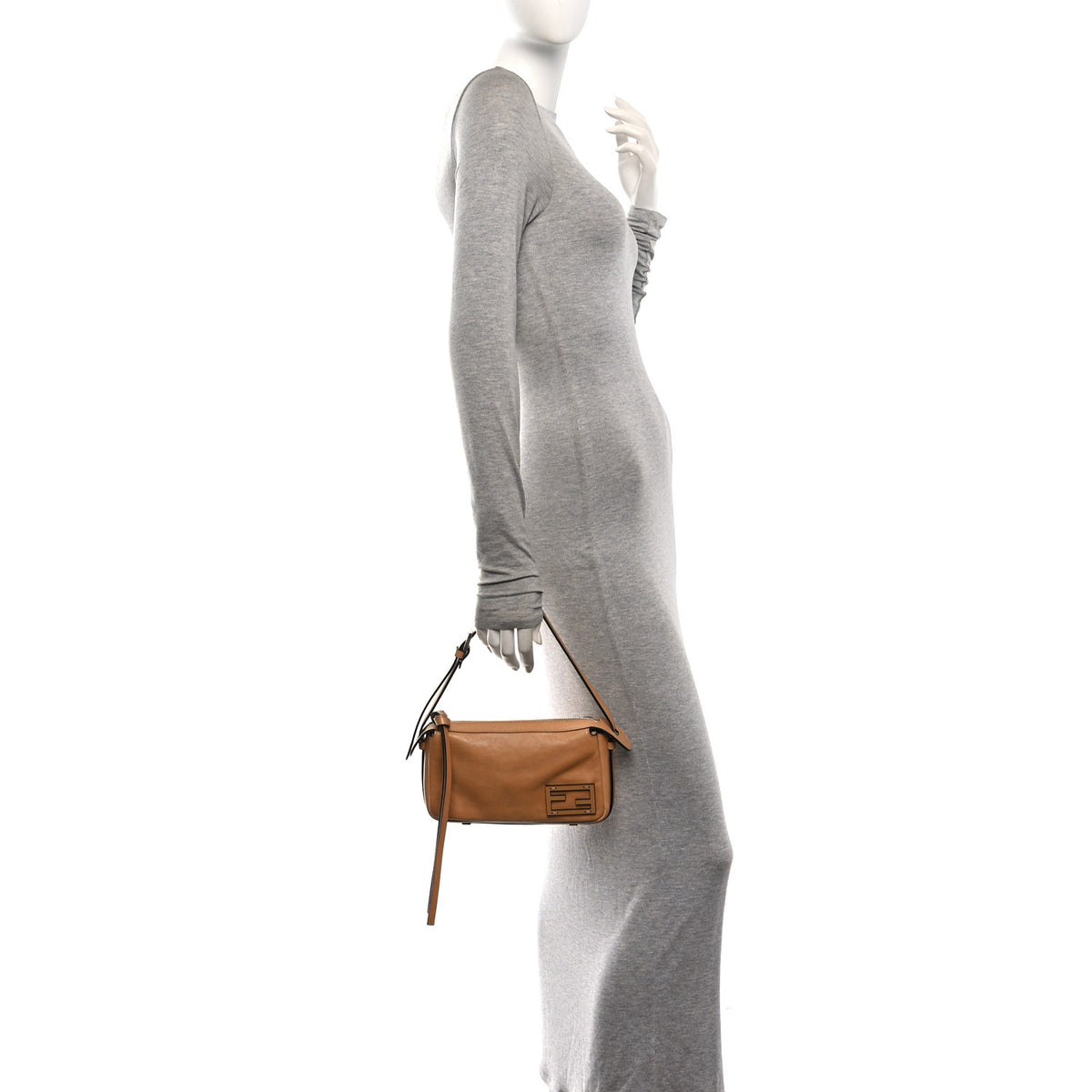 Fendi Vitello Mini Simply Fendi Shoulder Bag Miele Scuro 2 of 10
