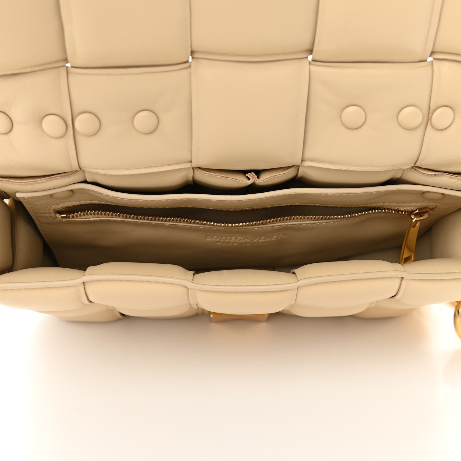 Bottega Veneta Lambskin Maxi Intreccio Padded Chain Cassette Crossbody Bag Porridge 4 of 8