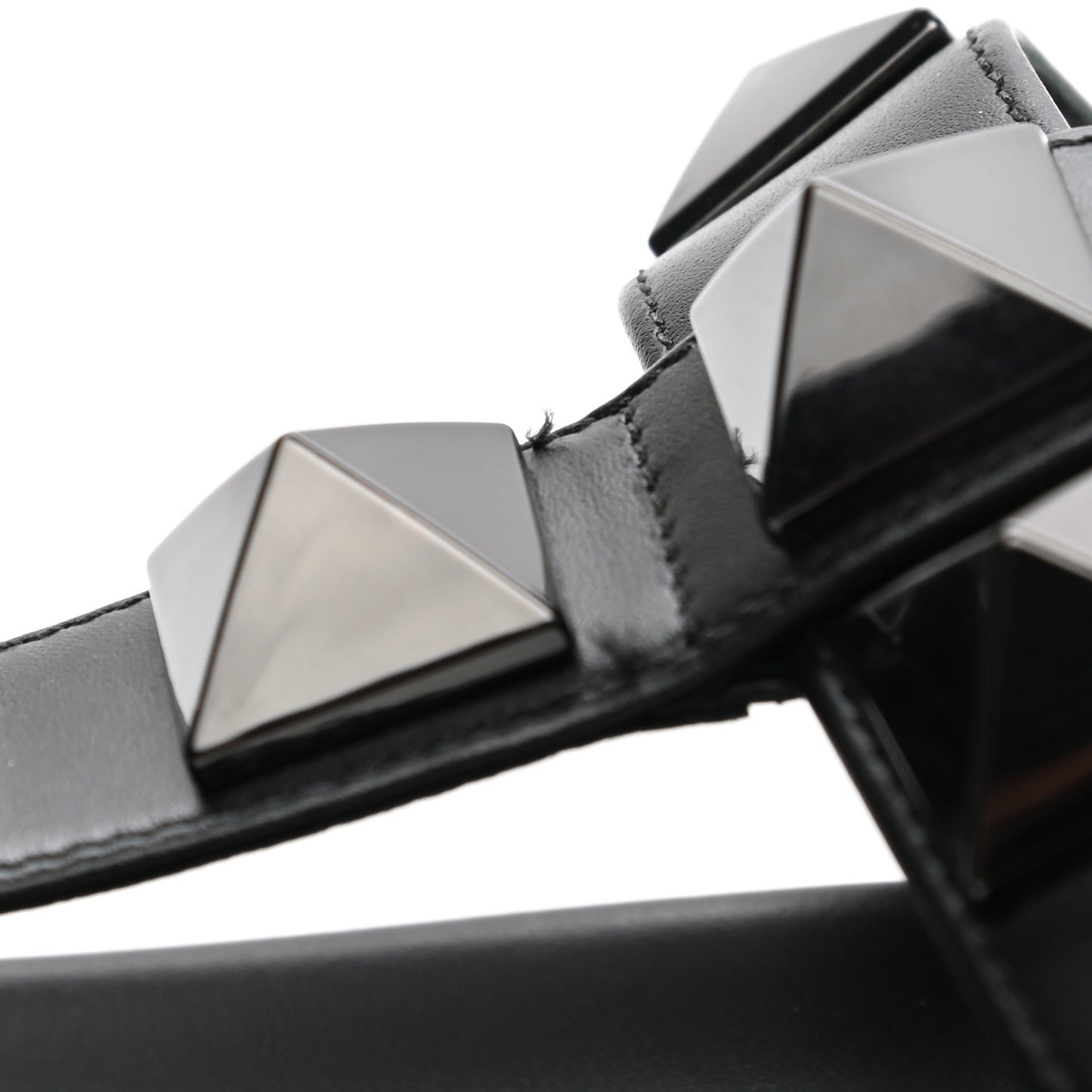 Calfskin Roman Stud Slide Sandals 39.5 Black