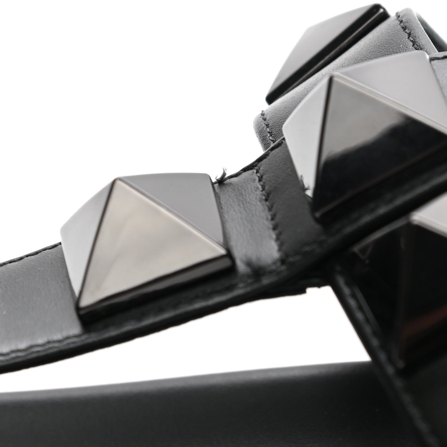 Valentino Garavani Calfskin Roman Stud Slide Sandals 39.5 Black 9 of 10