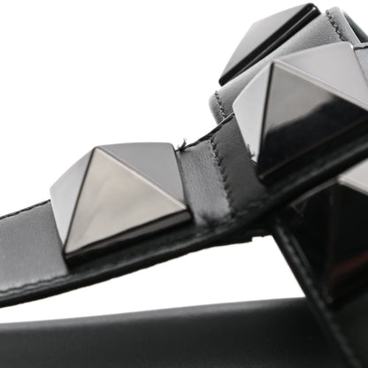 Valentino Garavani Calfskin Roman Stud Slide Sandals 39.5 Black 9 of 10
