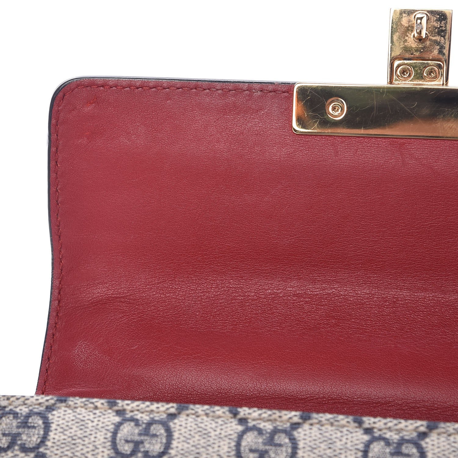 Gucci GG Supreme Monogram Moon Calfskin Small Padlock Shoulder Bag Beige Blue Hibiscus Red Mystic White 8 of 16
