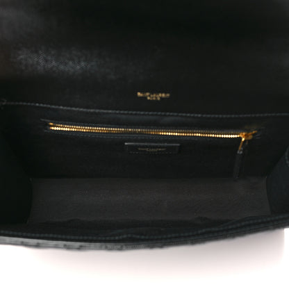 Saint Laurent Grain De Poudre Textured Mixed Matelasse Large Triquilt Monogram Satchel Black 5 of 10
