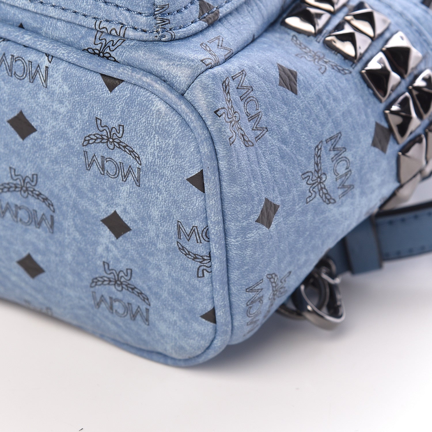 MCM Visetos Side Stud Mini Stark Backpack Blue 10 of 10