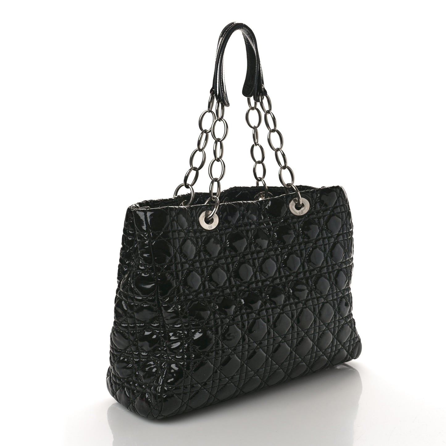 Patent Cannage Dior Soft Shopping Tote Black