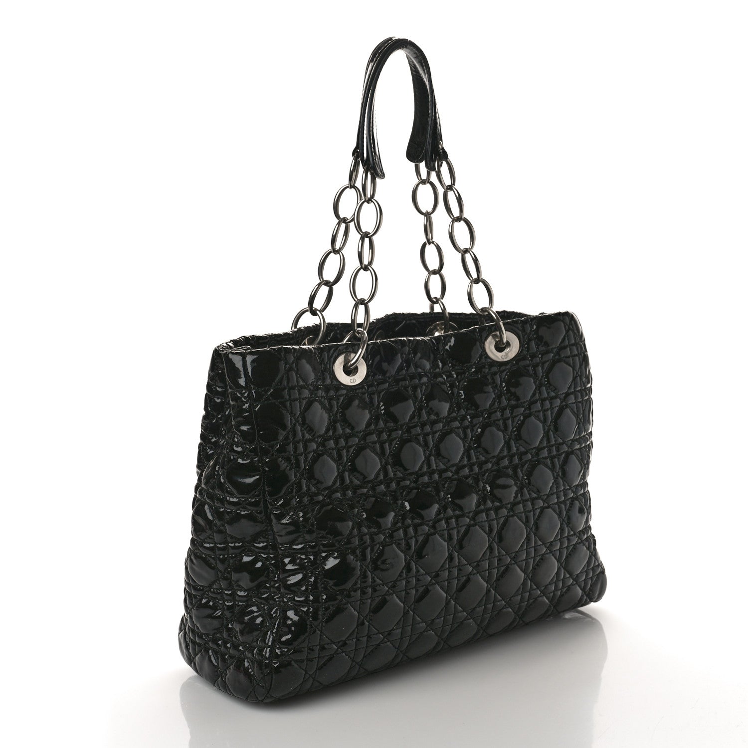 Christian Dior Patent Cannage Dior Soft Shopping Tote Black 2 of 13