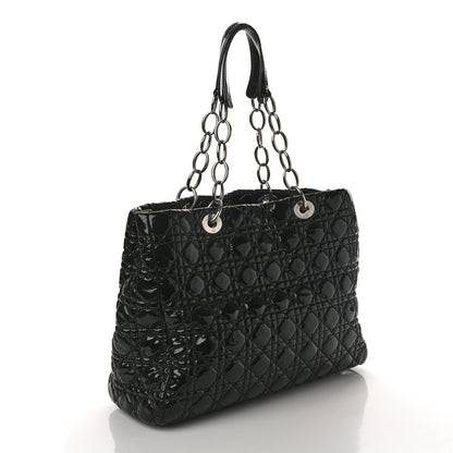 Christian Dior Patent Cannage Dior Soft Shopping Tote Black 2 of 13