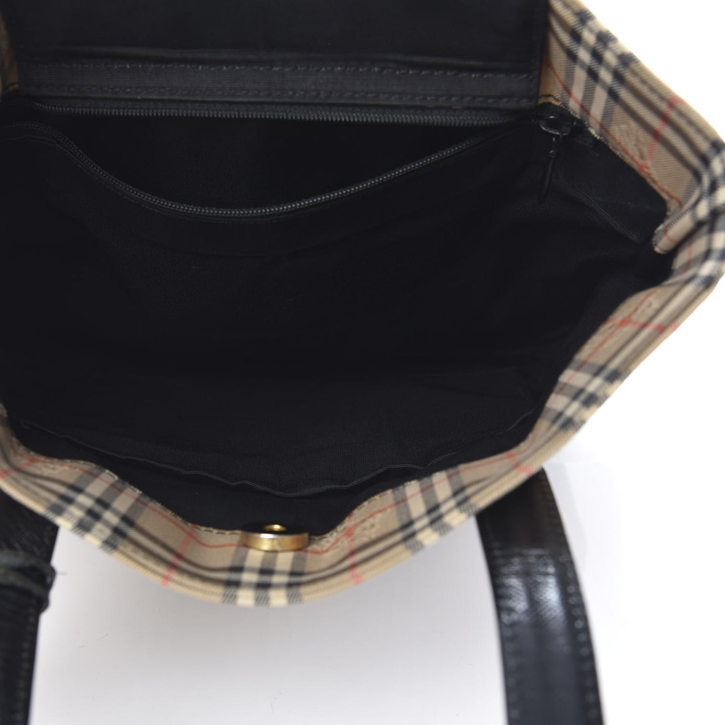 Grainy Calfskin Haymarket Check Tote Black