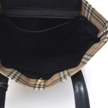 Burberry Grainy Calfskin Haymarket Check Tote Black 5 of 11