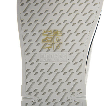 Hermes Canvas Calfskin Womens Voltage Sneakers 37 Prunoir White 7 of 11