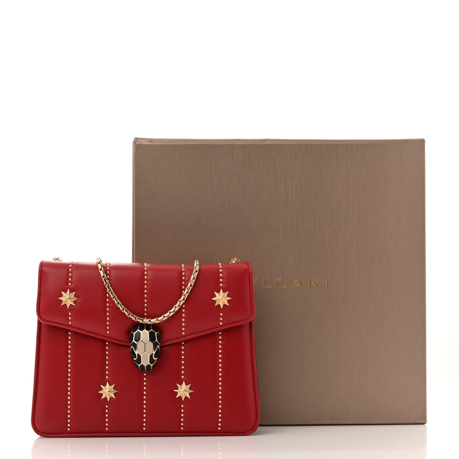 Bulgari Calfskin Star Studded Serpenti Forever Crossbody Bag Red 14 of 14