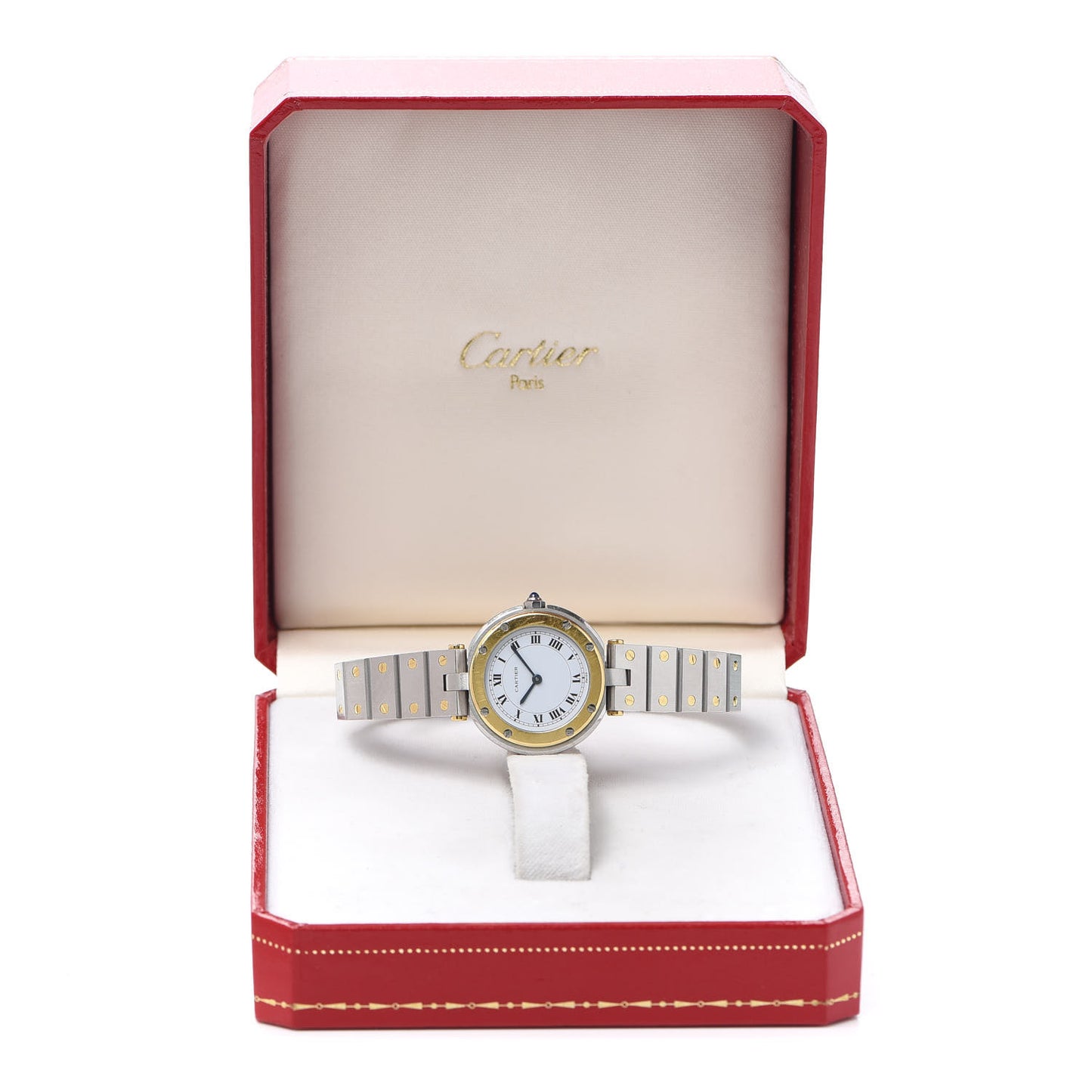 Stainless Steel 18K Yellow Gold 27mm Santos De Cartier Galbee Quartz Watch