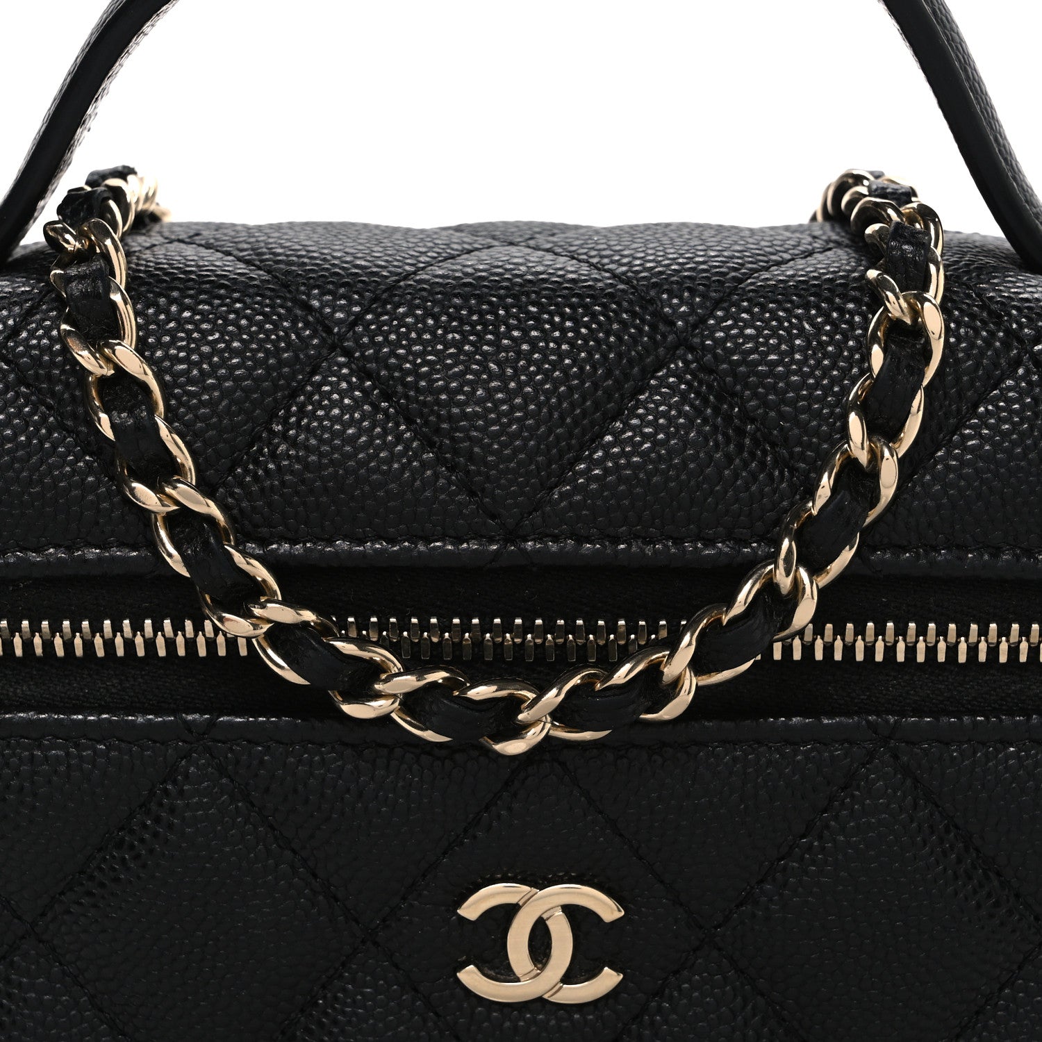Chanel Caviar Quilted Top Handle Slim Vanity With Chain Black 8 of 11