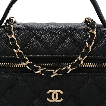 Chanel Caviar Quilted Top Handle Slim Vanity With Chain Black 8 of 11