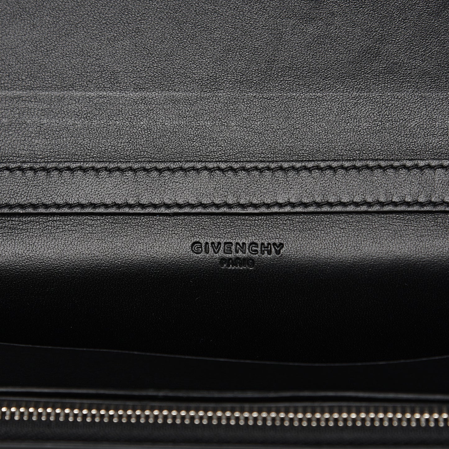 Calfskin Striped Pandora Chain Wallet Black
