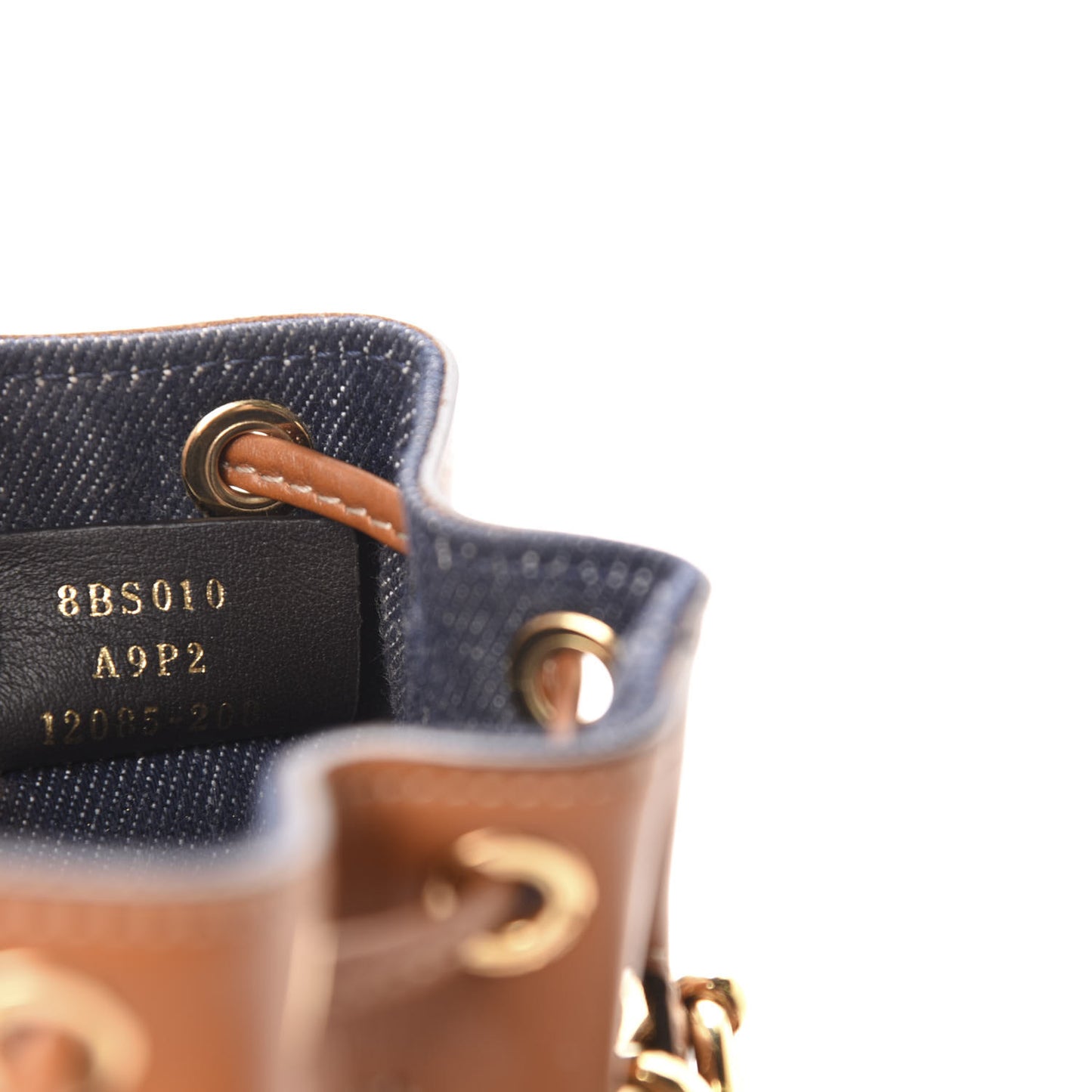 Denim Vitello King F is Fendi FF Embroidered Mini Mon Tresor Bucket Bag Blue Cuoio