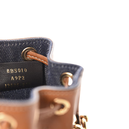 Fendi Denim Vitello King F is Fendi FF Embroidered Mini Mon Tresor Bucket Bag Blue Cuoio 9 of 10