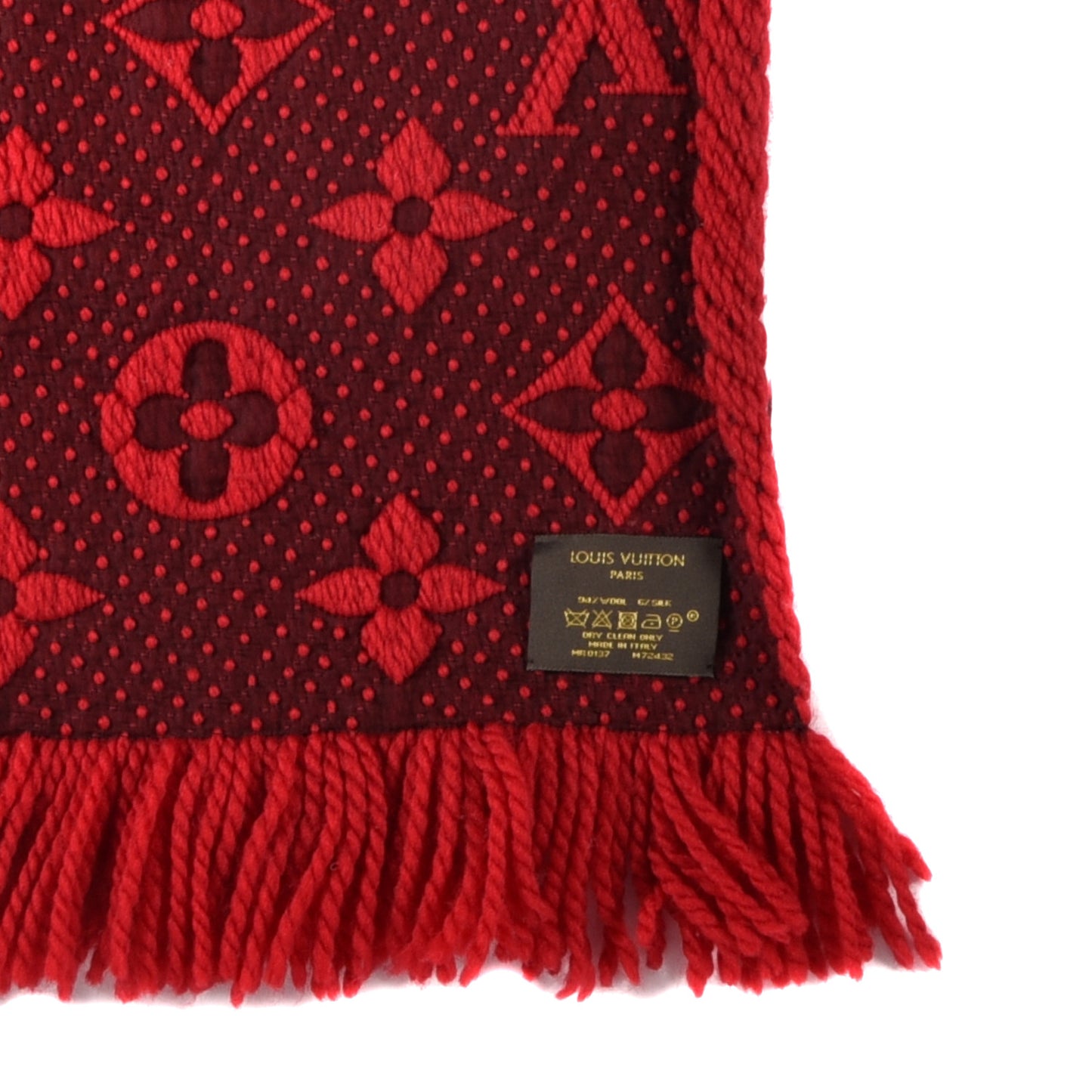 Wool Silk Logomania Scarf Rubis