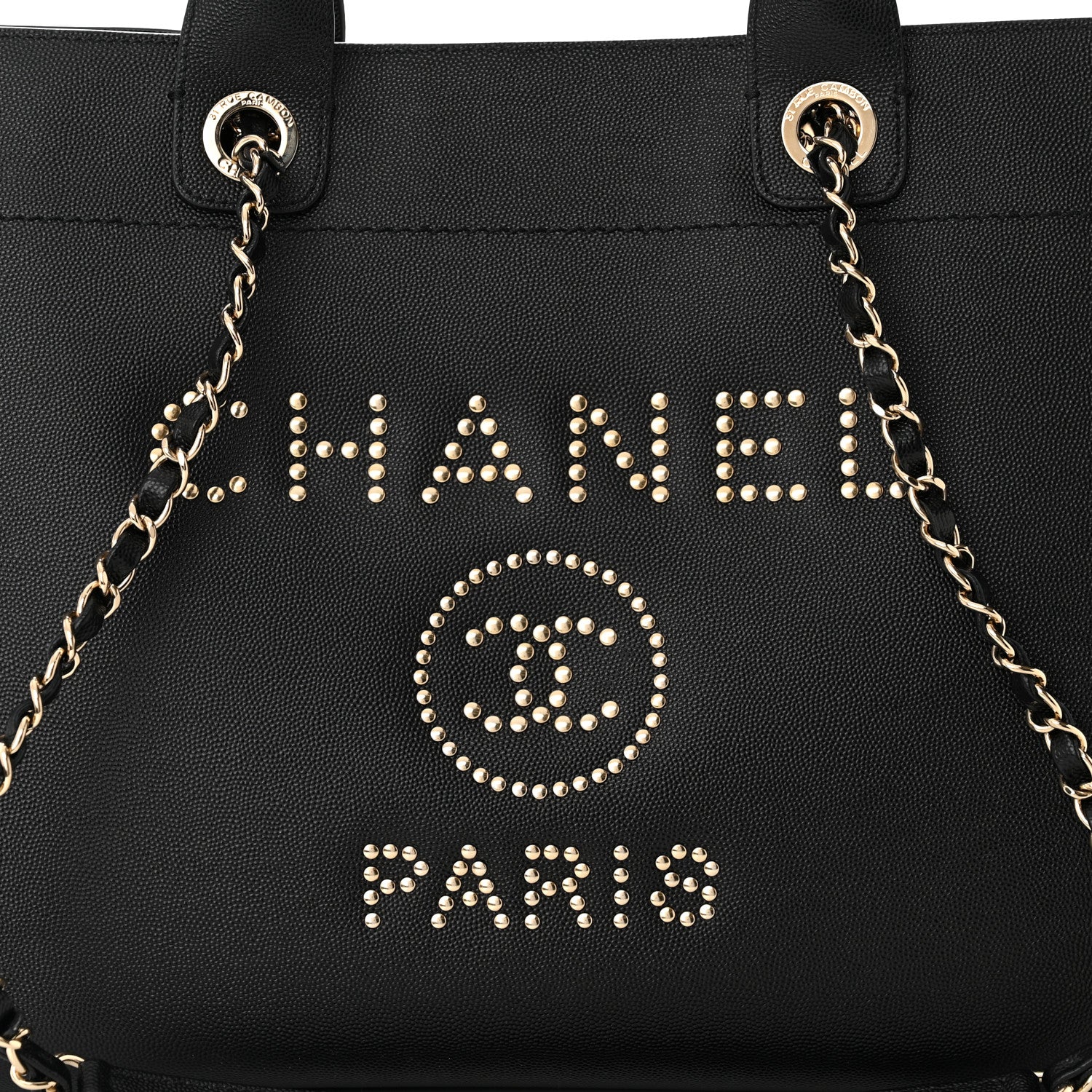 Chanel Caviar Medium Studded Deauville Tote Black 8 of 11