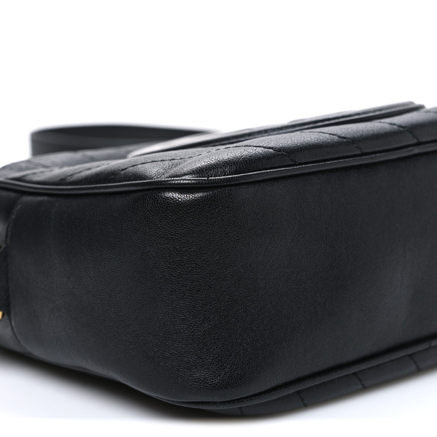 Sakai Be Green Calfskin Diagonal Stitched Small Blondie Shoulder Bag Black