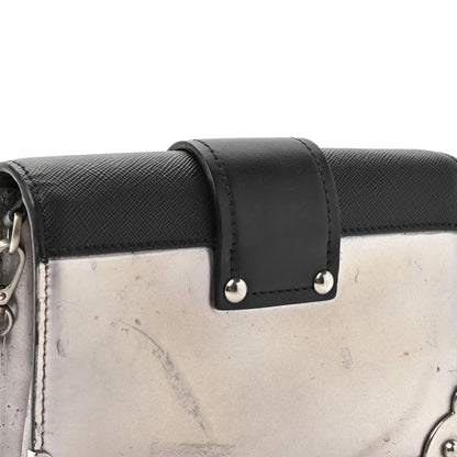 Prada Metallic Vitello Saffiano Cahier Bag Silver Black 15 of 15
