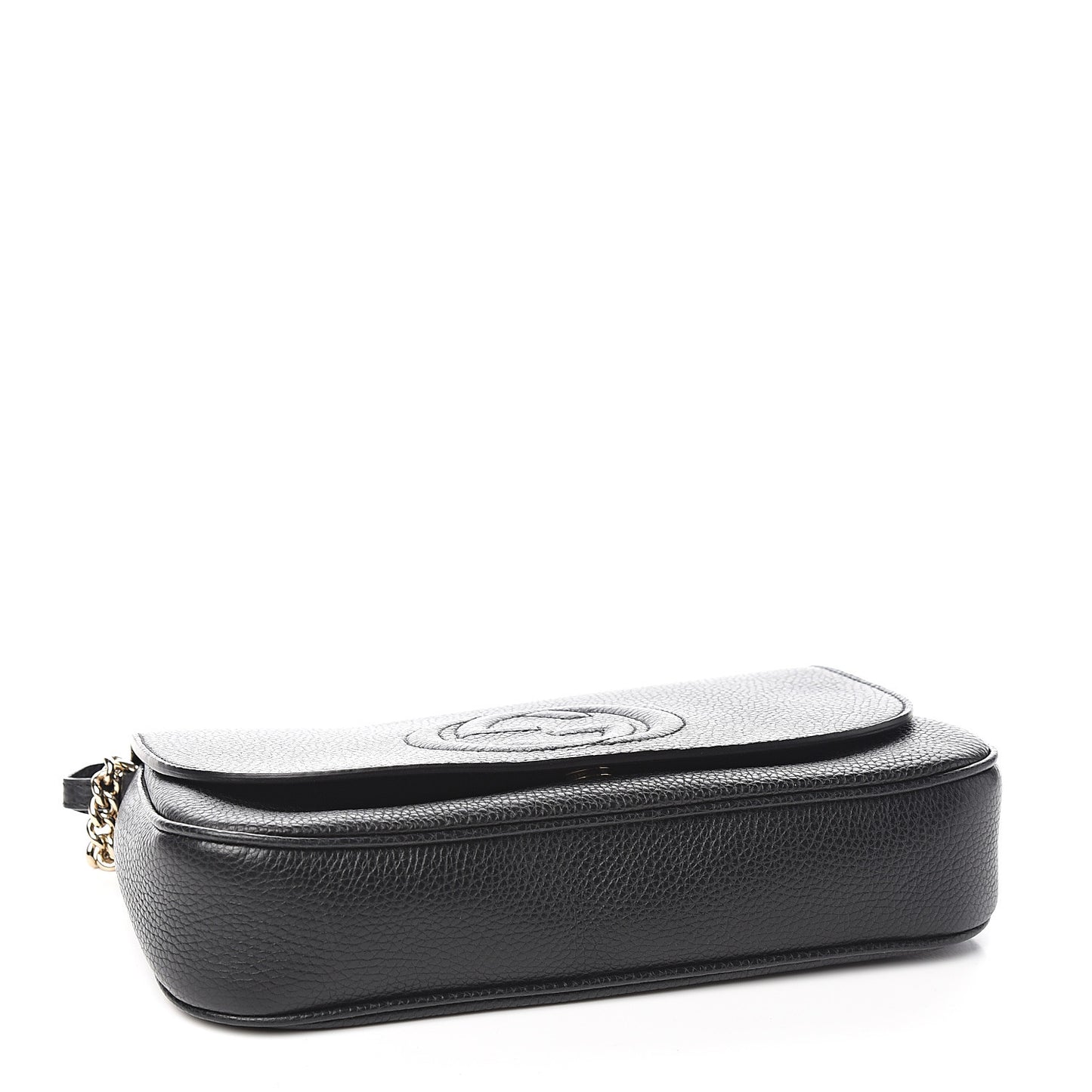 Pebbled Calfskin Medium Soho Flap Crossbody Black
