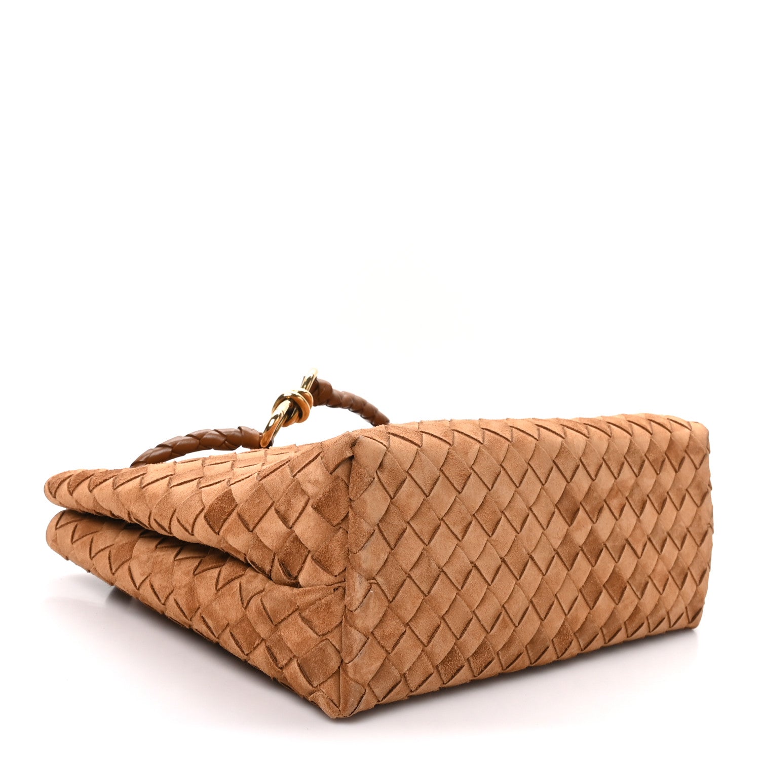 Bottega Veneta Suede Shearling Intrecciato Medium Andiamo Shoulder Bag Amber 4 of 9