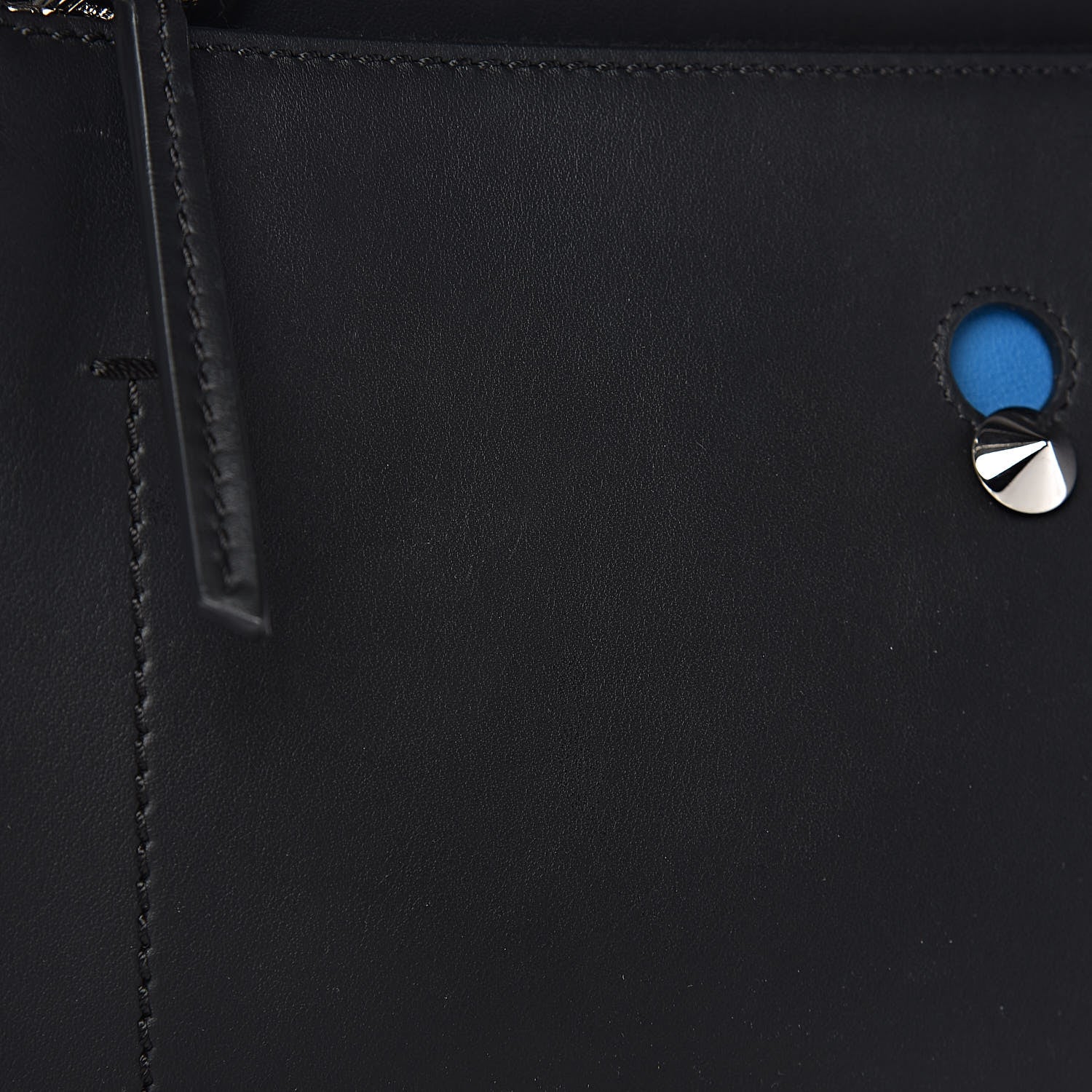Fendi Vitello Baltico Dolce DotCom Satchel Black Blue Royal 11 of 15