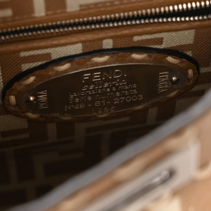Fendi Cuoio Romano Pequin Selleria Mini Peekaboo Iconic Satchel Beige Sand 6 of 9