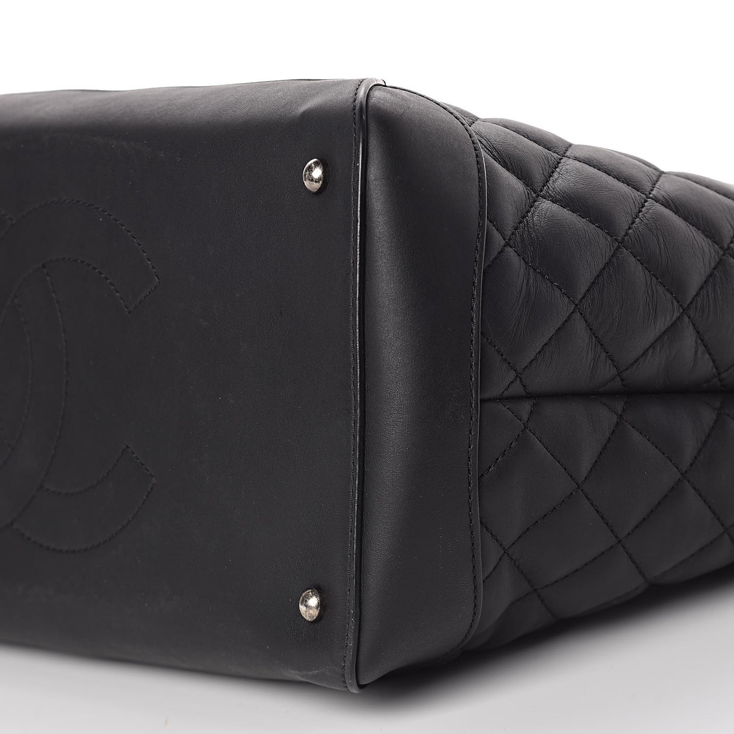 Calfskin Quilted Large Easy Shopping Tote Black