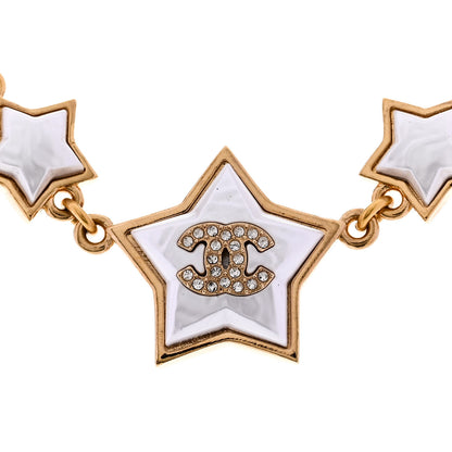 Chanel Metal Pearl Crystal CC Star Gold Pearly White 4 of 5