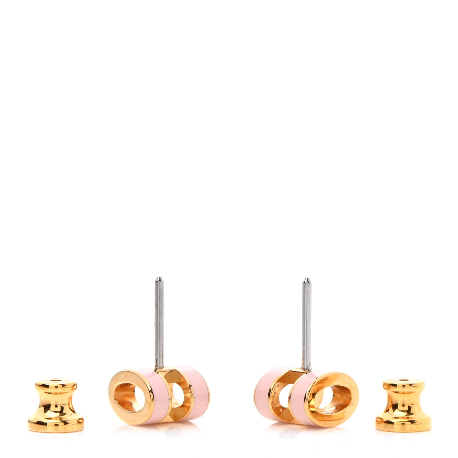 Hermes Gold Lacquered Mini Pop H Earrings Rose Dragee 6 of 7