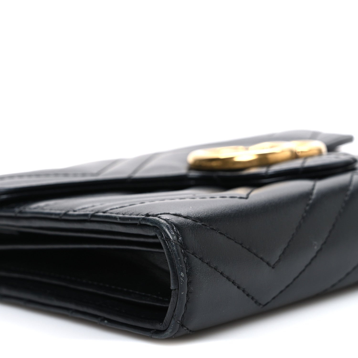 Gucci Calfskin Matelasse GG Marmont Chain Wallet Black 8 of 9