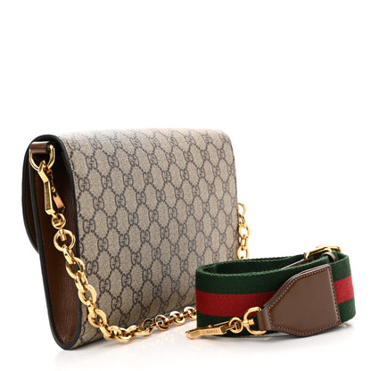 Gucci GG Supreme Monogram Azalea Calfskin Web Small Horsebit 1955 Crossbody Bag Beige Ebony Brown Sugar 3 of 10