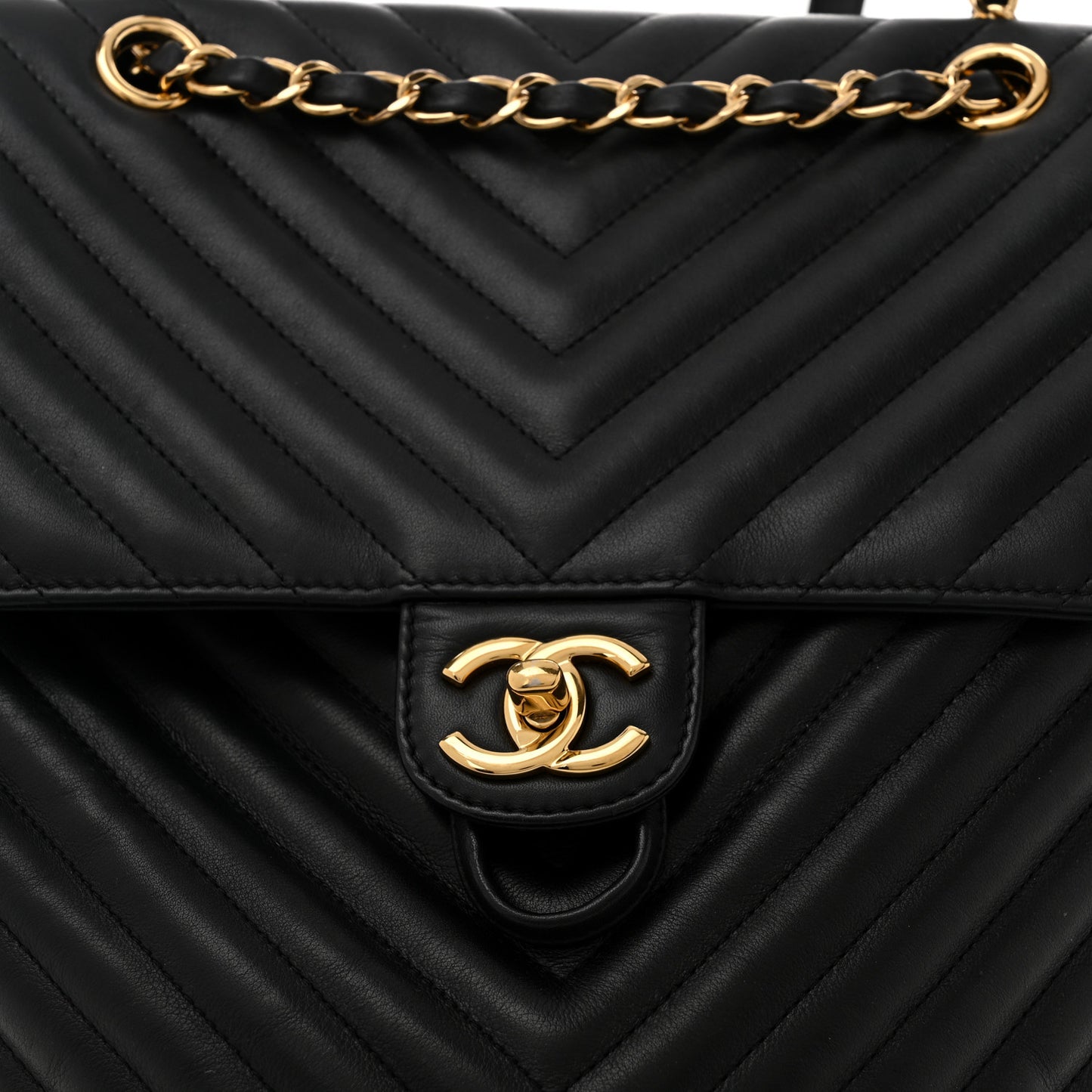 Calfskin Chevron Quilted Large Urban Spirit Backpack Black