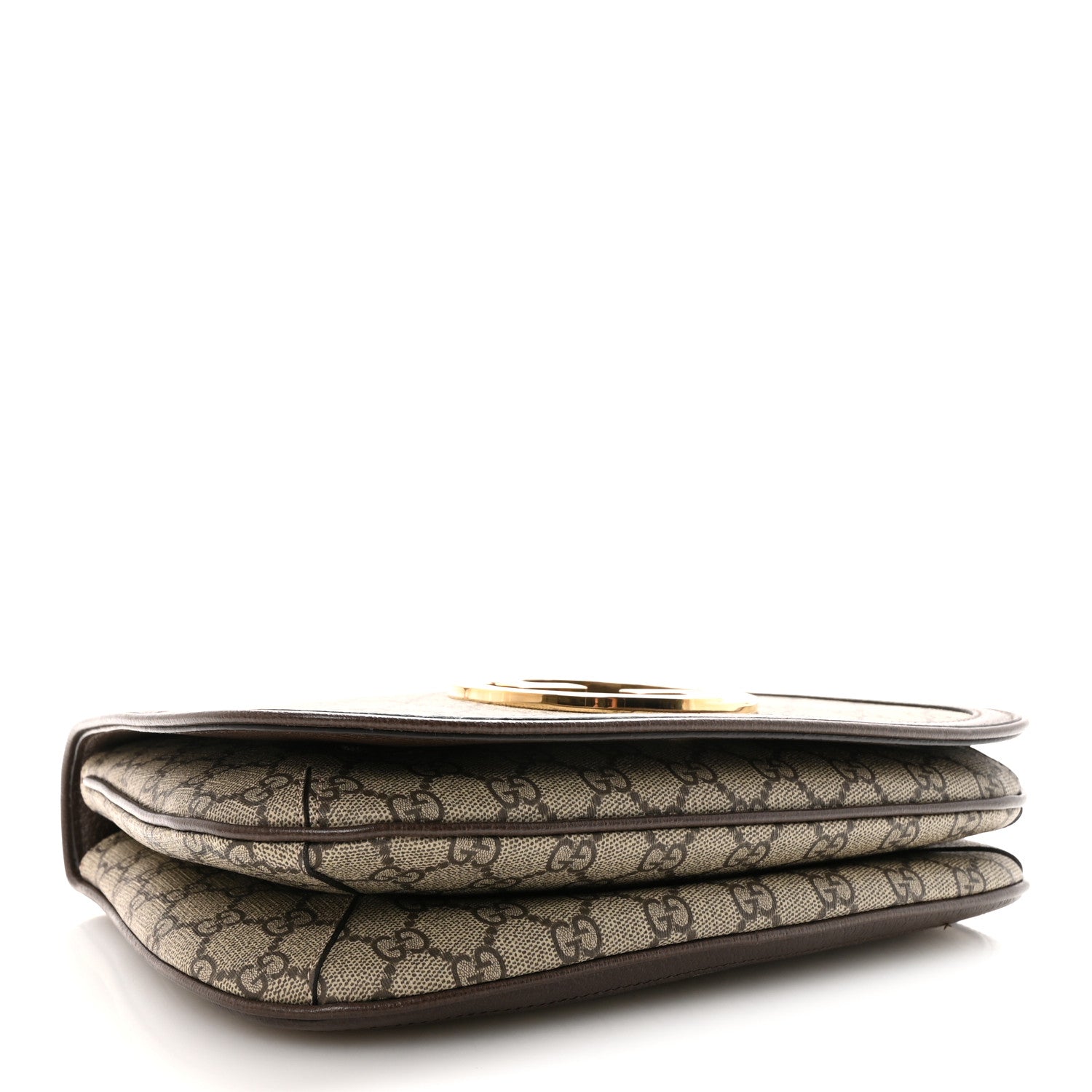 Gucci GG Supreme Monogram Textured Dollar Calfskin Web Medium Blondie Top Handle Shoulder Flap Bag Beige Ebony New Acero 4 of 9